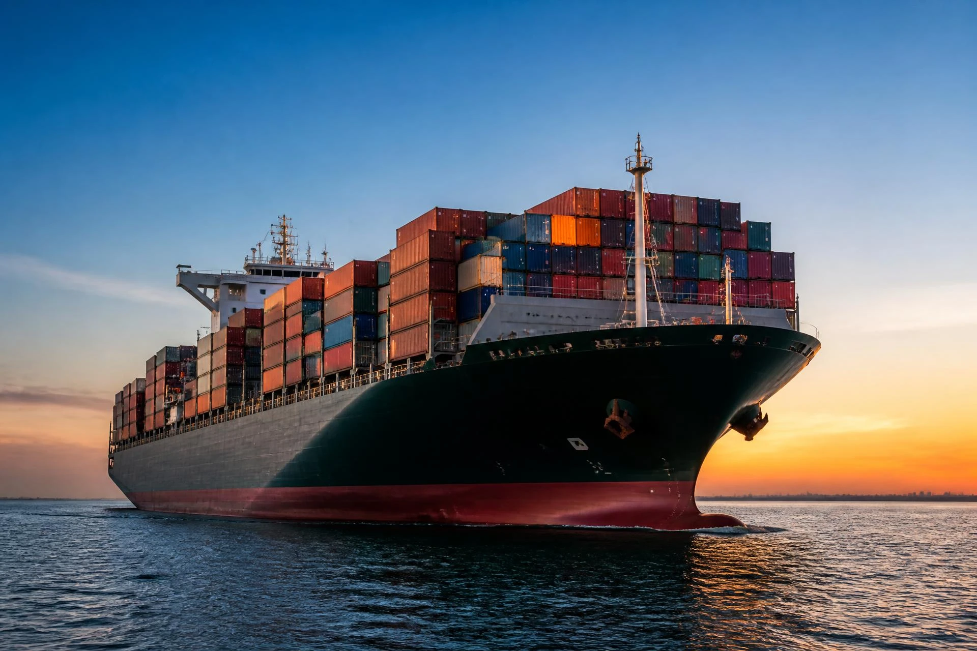 Cargo ship carrying export containers